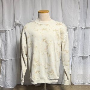 GAP Men's Cream Tie-Dye Crewneck Sweater